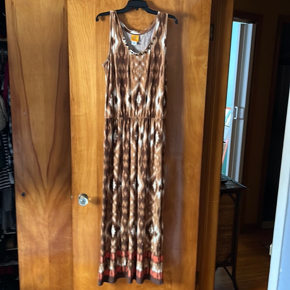 Brown/Cream/Orange Maxi Dress